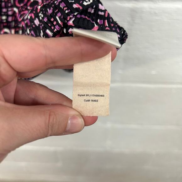 Christopher & Banks Geometric Circle Print Blouse M Pink‎ Black Y2K Retro Top - Picture 7 of 8